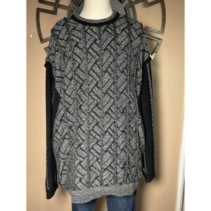 Carlo Colucci Knit Pullover‎ Sweater Coogi Style Wool Blend Gray Black Mens 56